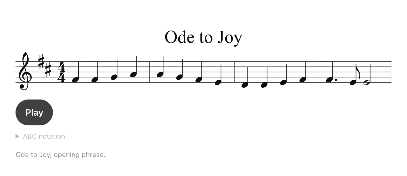 The opening phrase of Ode to Joy, engraved on a stave.